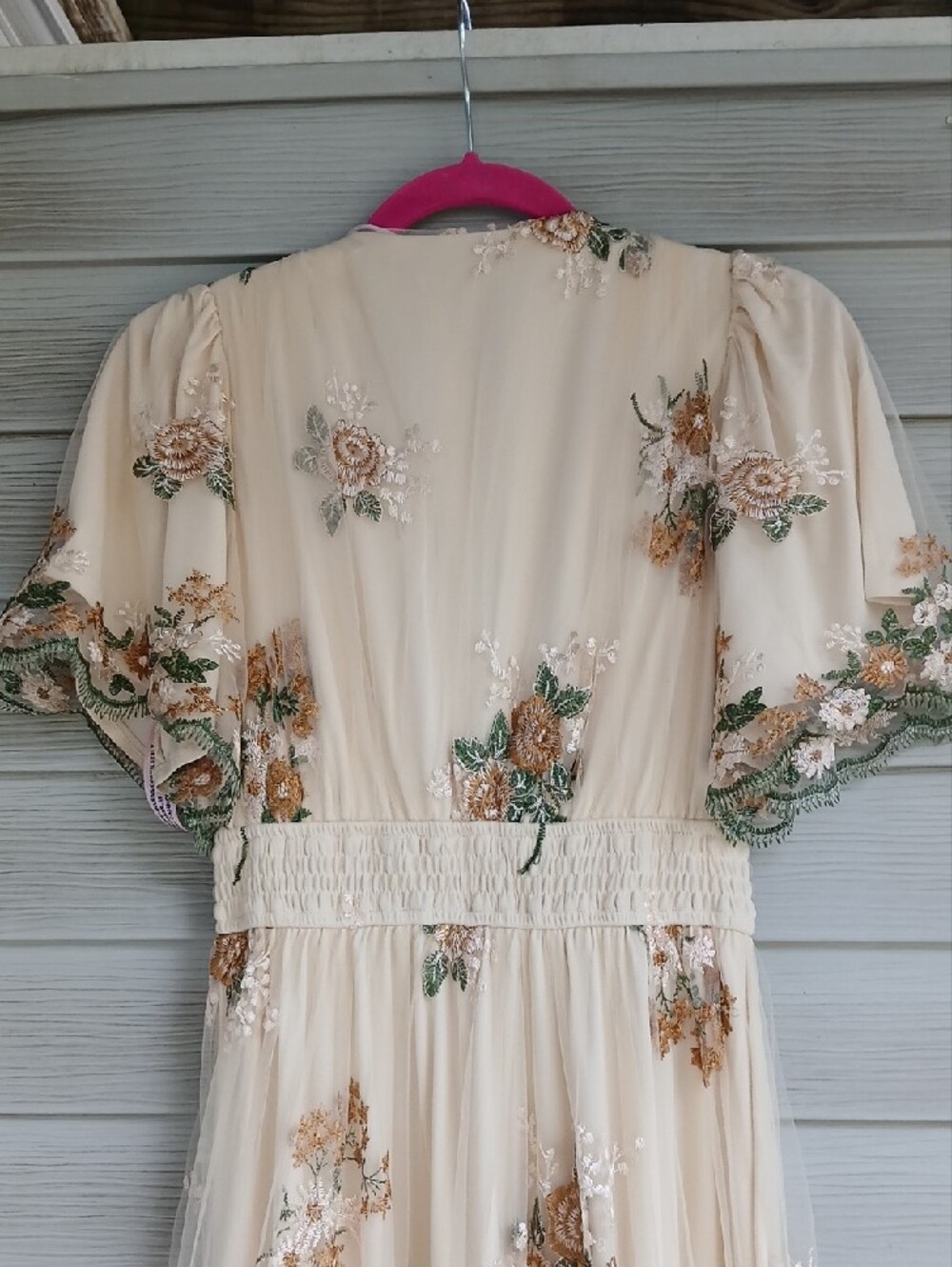 Baltic Born Cream Floral Embroidered Tiered Midi Dress - Picture 10 of 12